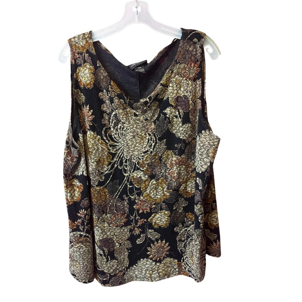 Lane Bryant Vintage Whimsy Goth Floral Tank Top Plus Size 18W Black Boho Top